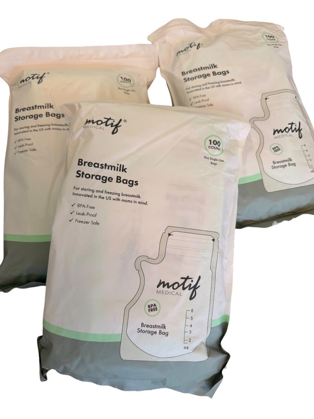 Motif Medical White Breastmilk Storage Bags - 100 Count